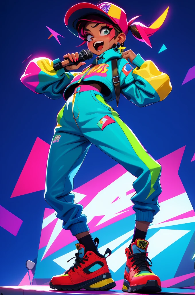 Beautiful girl, wearing hoodie, wearing sun glasses, purple blue hair, Anime style slime punk, graffitipaint on the background, correct anatomy, correct form, highly detailed, high quality, best resolution, 8k, HD, trending on artstation, masterpiece