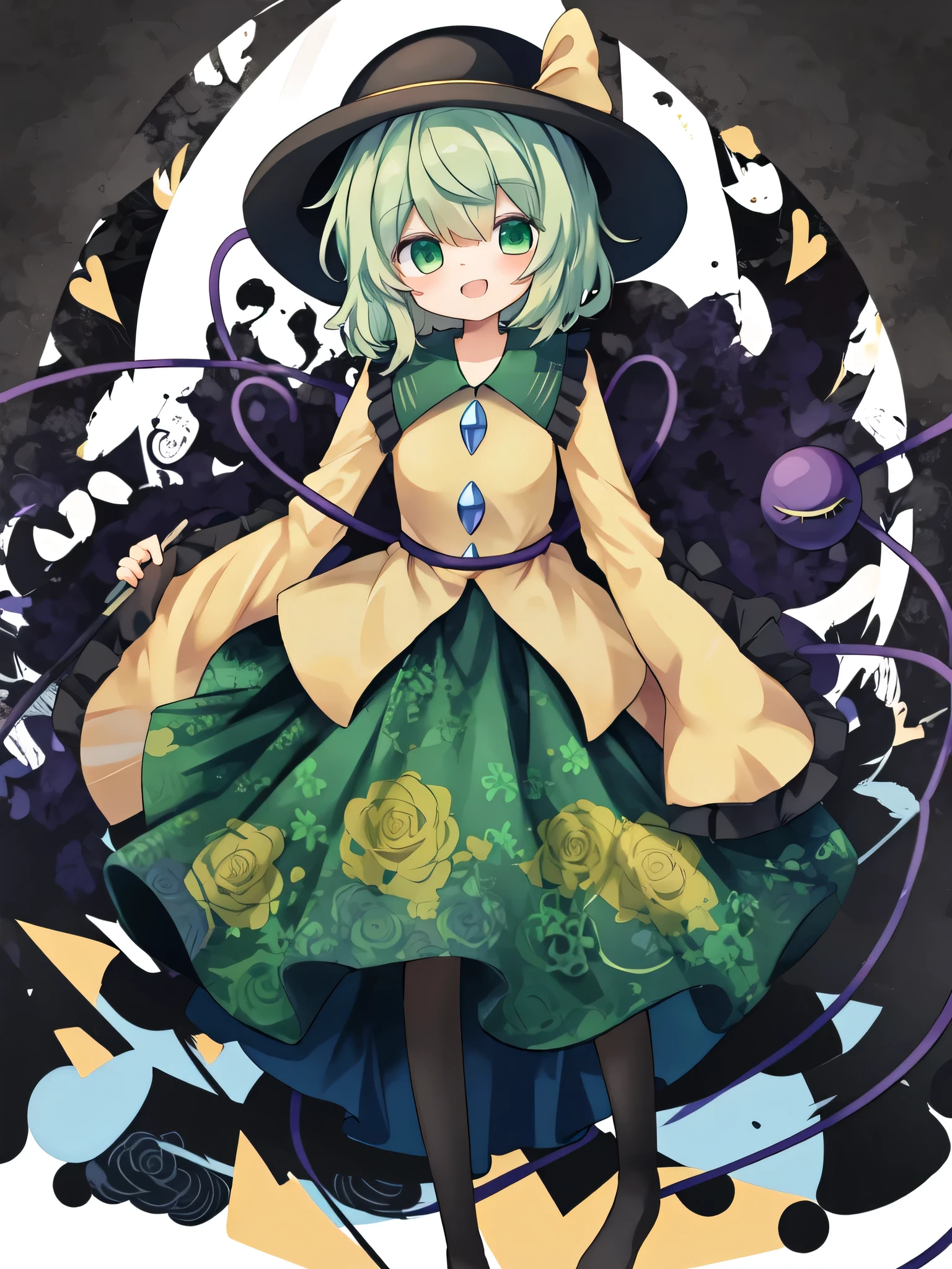 masterpiece, best quality, highly detailed,  full body,　Koishi Komeiji