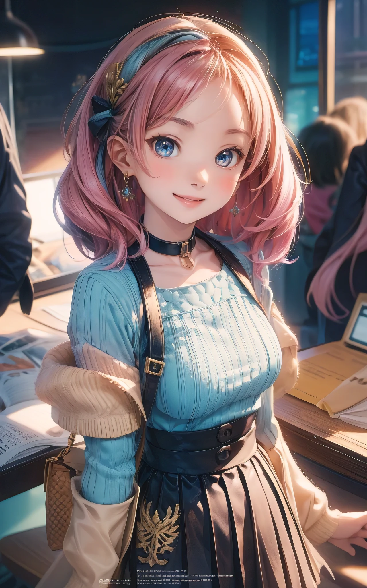 An exquisite Chibi-style AI-generated artwork featuring a beautiful woman wearing a stylish miniskirt and a fashionable top. The text "DUBU" is elegantly placed above her head, perfectly complementing her modern, fashionable ensemble. Her smile is radiant and playful, and the overall aesthetic is both realistic and cinematic. The conceptual art is rendered in 3D, showcasing a seamless blend of fashion, typography, and a touch of whimsy., typography, 3d render, cinematic, fashion, conceptual art
