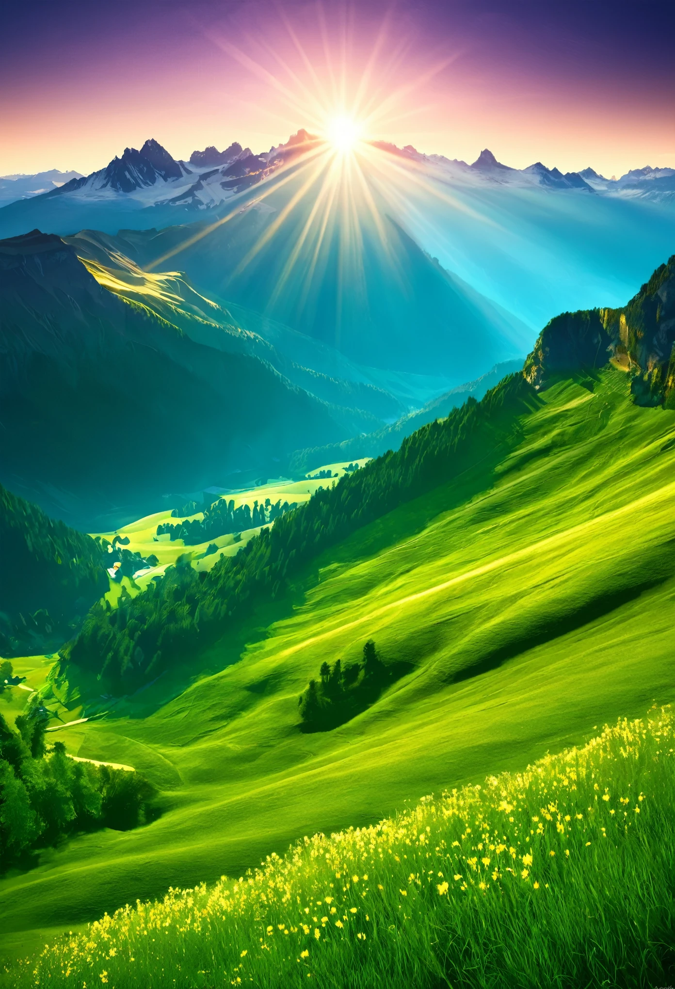 mountain landscape with light and beauty