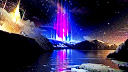 Pink aurora in white snow, snow mountain,river,snowstorm,colorful stars twinkling, Unreal Engine, 8K HD, HD. --ar 9:16