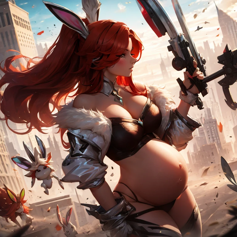 Sexy pregnant battle bunny miss Fortune, red hair