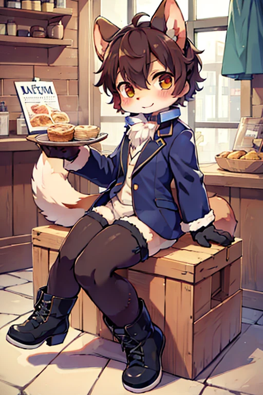 3 boys, squirrel, furry, bodyfur, blazer, bottomless, color tights, gloves, boots, cafe
