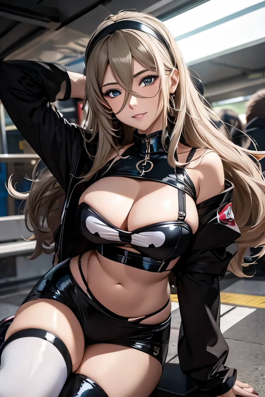 Chicas anime posando en una ciudad por la noche., oppai ciberpunk, anime ciberpunk art, anime ciberpunk, arte del anime ciberpunk, digital arte del anime ciberpunk, ciberpunk digital - arte anime, anime ciberpunk moderno, anime ciberpunk digital!!, mejor fondo de pantalla de anime 4k konachan, chica anime cyberpunk femenina, en la ciudad ciberpunk, tendencia en cgstation, mujeres ciberpunk in the subway usando armamento tipo fortnite tipo portada cola de caballo corta, cabello ramdom, Inconsciente, tsundere, arte pop, tachi-e, tiro de vaquero, F/1.2, overexposure, anatomically correct, Obra maestra, super detail [objeto Objeto], (rasgos faciales detallados:1.3),1mujer, Hermosa mujer 、ciberpunk、nalgas grandes、arrodillarse、Electronic visor attached to the face of a  with emphasis on the buttocks、Red latex body.,moda ciberpunk、pose sexy Agrandamiento de los senos、Neon lights in the dark city at night.,motor irreal:1.4,HD,La mejor calidad:1.4, fotorrealista:1.4, textura de la piel:1.4, obra maestra:1.8,obra maestra, mejor calidad,（Beautiful and detailed description of the eye.）(masterpiece), (best quality), (high res),, tall body, beautiful detailed eyes, beautiful detailed face, cute face, perfect hands, complete fingers, perfect anatomy, perfect proportions, ((boots, matching boots)), breasts, medium breasts, full gloves, (full body portrait), looking at viewer, solo, solo focus, outdoors, (armbands, white sleeves), full body costume design. motorcilcy on the bavkground