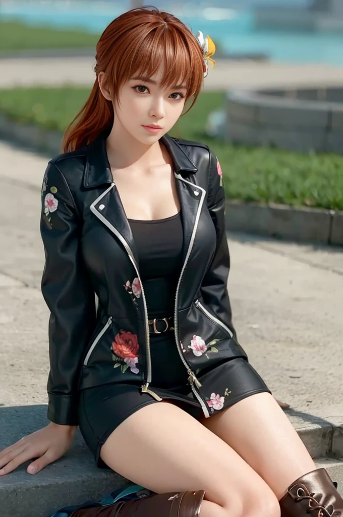 Kasumi, brown eyes, (best quality,ultra-detailed),(Realistic:1.37), beautiful and detailed face, Ultra-realistic texture, delicate face, athletic body, vivid colors. High definition, 8k. athletic body.
