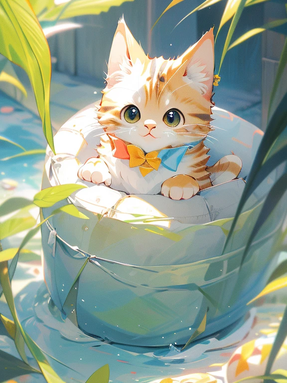 Gato anime corriendo en el agua，Burbujeo en la boca, visual anime de un lindo gato, gato animado, lindo arte digital detallado, preciosa pintura digital, realistic gato animado, adorable digital art, linda obra de arte detallada, gato kawaii, lindo anime, cute gato animadogirl, linda obra de arte, tendencia en artstation pixiv, Fondo de pantalla de arte anime 4K