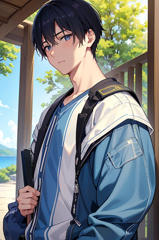 Fan art、(creation:1.4),(HDR),moe,Strongest configuration、High resolution、Men's Models、(Protagonist Boy,male protagonist、Anime characters)、(Young Man、Detailed man、cool:1.4、cool:1.4)、((Detailed manface:1.4))、face、refer to、hand、smart、(A charming and bright personality)、cool男子高校生、Slim body、youth、Sunny、Natural light、Well-liked、High school student diary、The escape route from the hidden BL route was blocked and it was decided to force her into a husband and boyfriend.