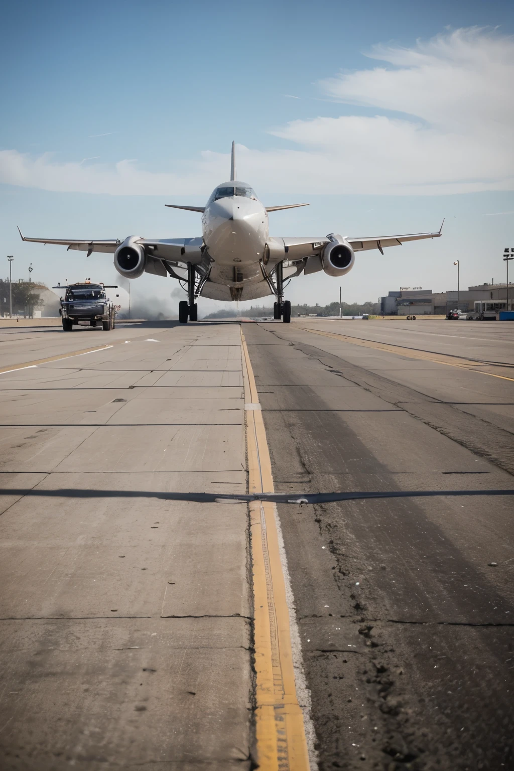 Un aeropueto con dos aviones embarcando y uno en pista de despegue