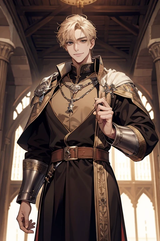 1male, solo, adult, handsome, tall, prince, royalty, medieval fantasy, in castle, cruel smile
