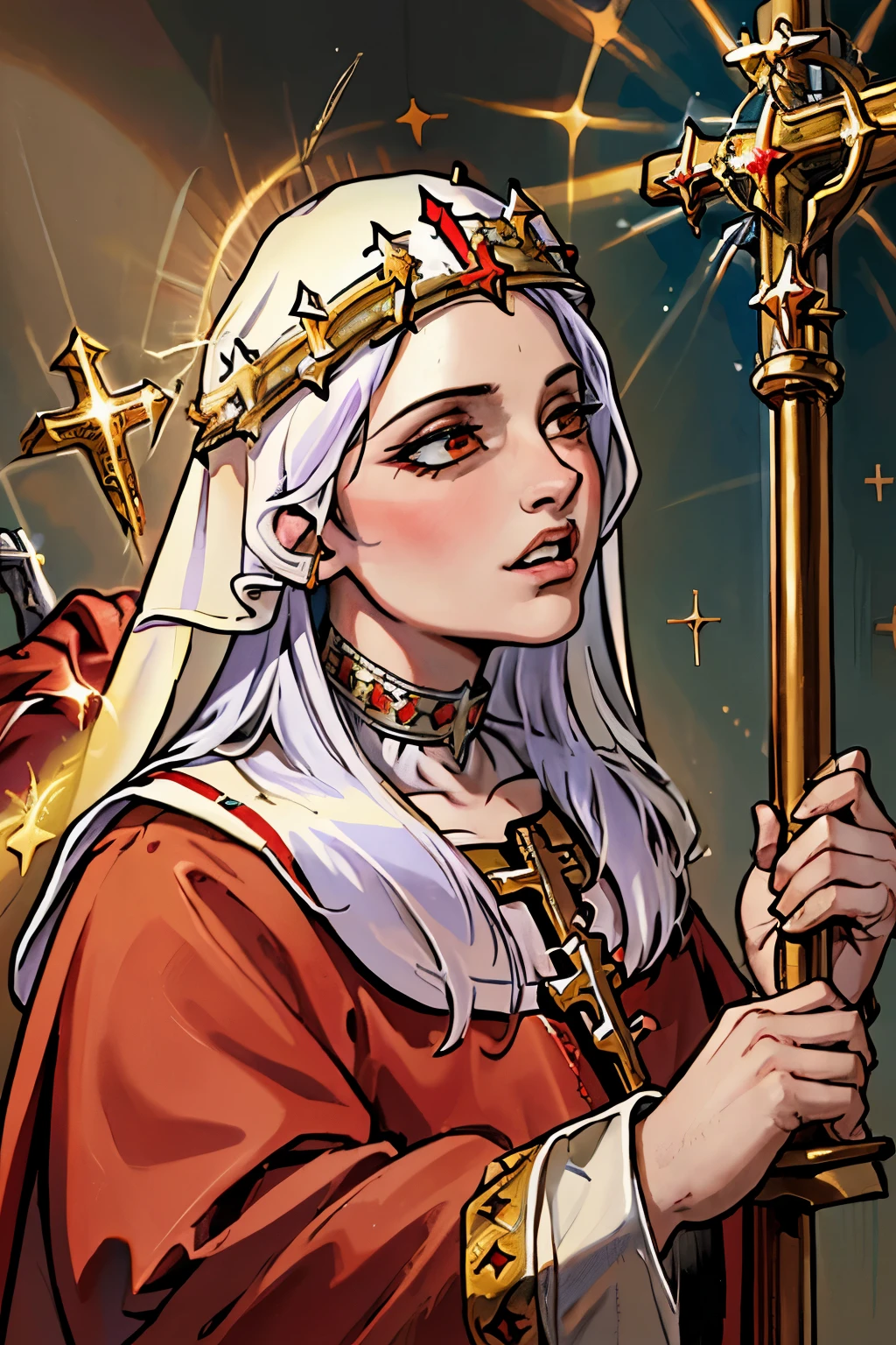 (masterpiece:1.1),(best quality:1.1),extremely detailed,(original design:1.1),(unique accessories:1.1),(medieval fantasy:1.1),professionally retouched,(close-up:1.1),portrait,midday,(male:1.1) royal blood,(holy:1.8),(divine:1.8),(old:1.3), black and red angry emperor