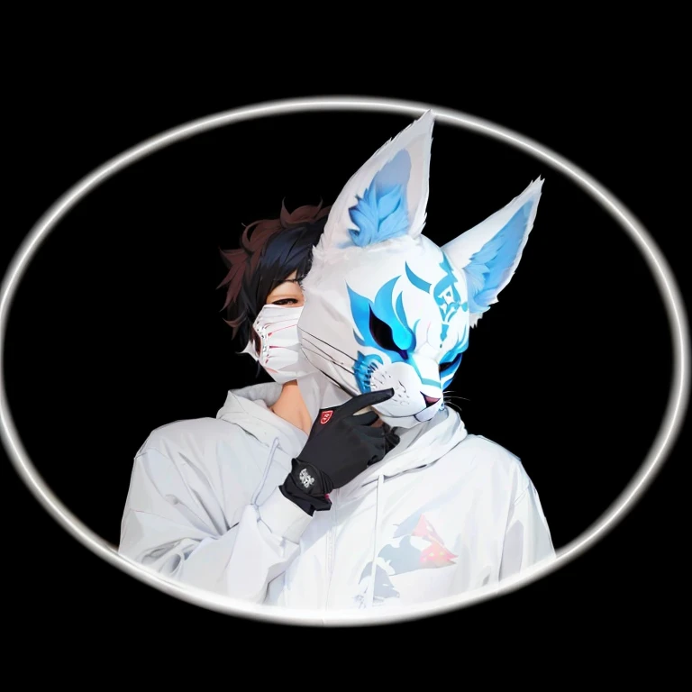 a closeup of a person wearing a mask with a cat face, with kitsune mask, furson art, wearing a kitsune mask, fanart de alta calidad, furson!!!!, unknown art style, arte al estilo de joshy sly, un lobo antro, fan art oficial, commission on furaffinity, [ arte digital ]!!, estilo varguyart