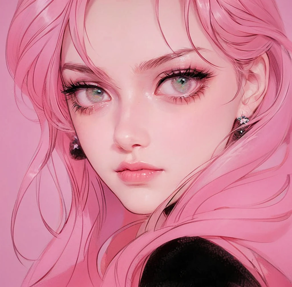 young woman, short shoulder-length pink hair, wide forehead, porcelain skin, pink eyebrows, big emerald green eyes, buttoned nose, full lips, heart-shaped face, slender body, small breasts, red tank top, Sakura Haruno , realistic, realism, details, 3d, well detailed
