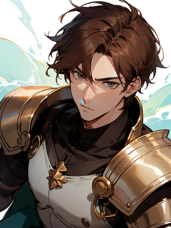 1boy,matured male,beautiful face,handsome man,brown leather armor,brown hair,Ultra Detail,Haig Quality,sketch,Pearl skin,Dynamic Angle,Japan Anime,