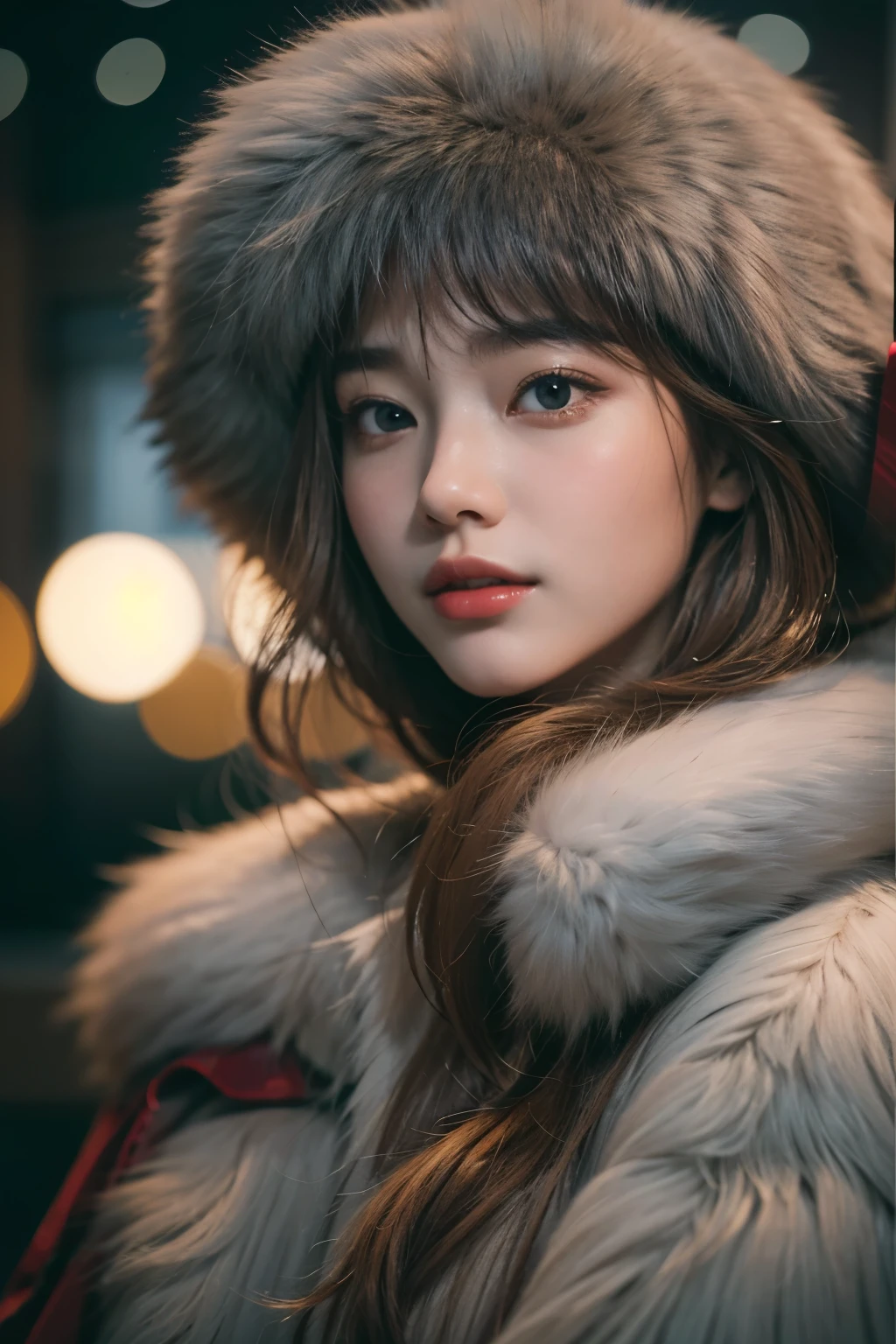 Araped woman wearing fur hat, soft portrait 8k, 8K Art German Bokeh, Stunning young Korean woman, beautiful korean girl, high quality portrait, Beautiful young Korean woman, Korean female fashion model, beautiful girl model, Julia Razumova style, Dil'rabah Dilmurat, Realistic portraits