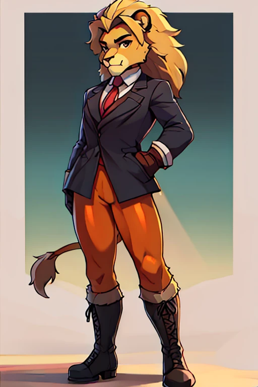 boy, lion, furry, bodyfur, blazer, bottomless, color tights, gloves, boots