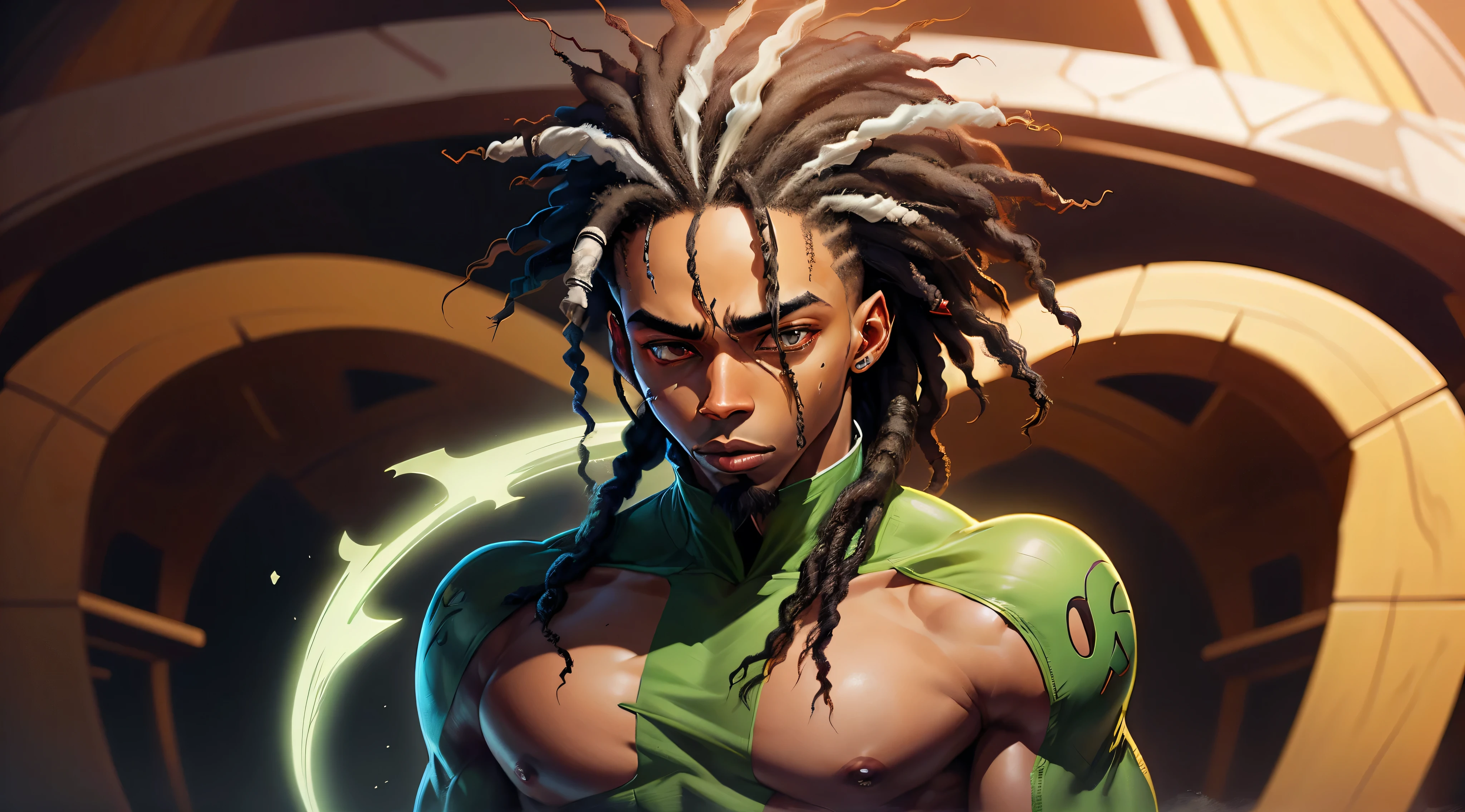 Black Danny phantom in his ghosts form with dreads