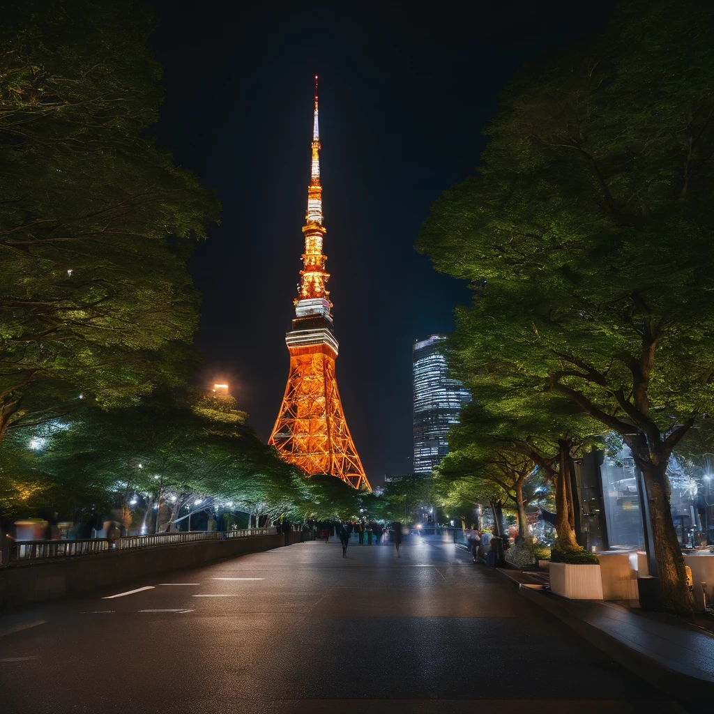 Tokyo Tower、Japan、Night illumination、Beautiful views、Zoom in
