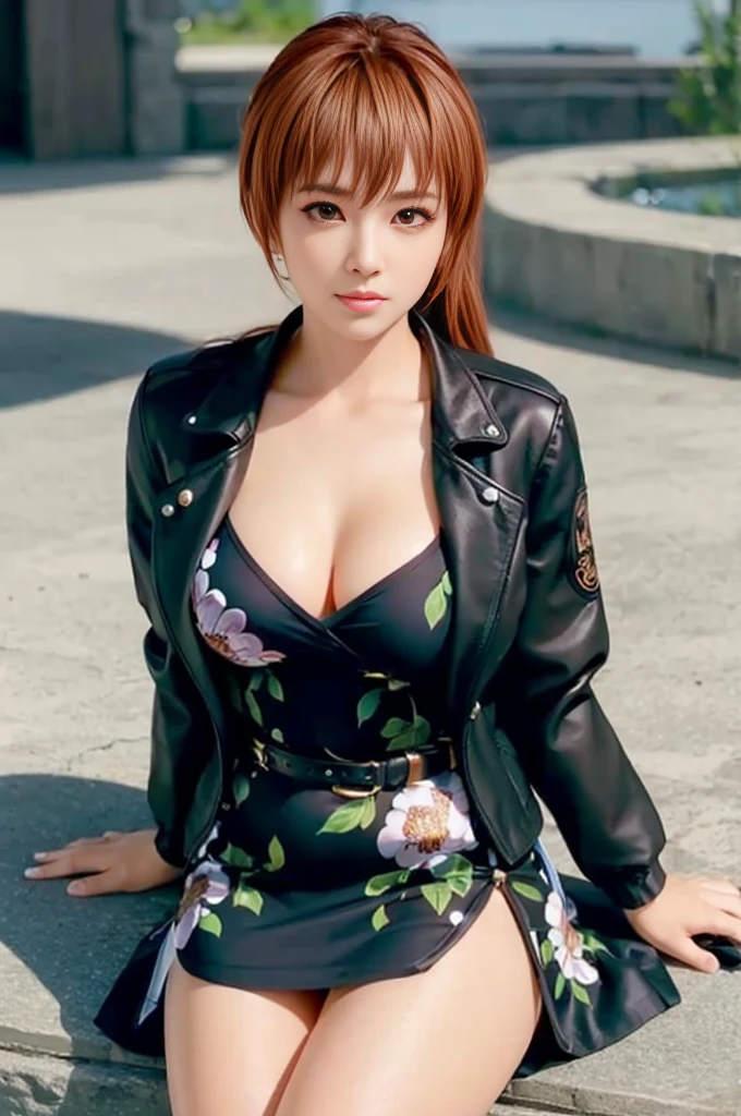 Kasumi, brown eyes, (best quality,ultra-detailed),(Realistic:1.37), beautiful and detailed face, Ultra-realistic texture, delicate face, athletic body, vivid colors. High definition, 8k. athletic body.
