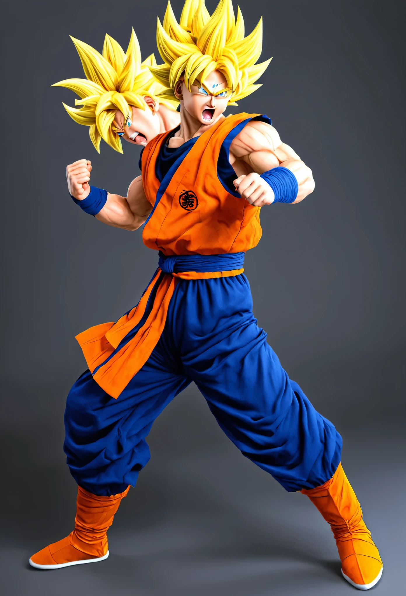 Super Saiyan human version Goku fighting and injured