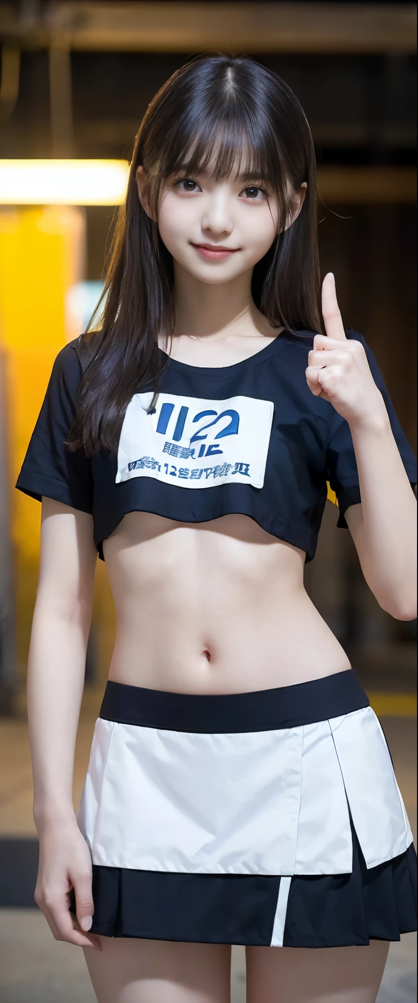 ((Perfect Anatomy:1.3)、(Complete Hand:1.3)、(Full Finger:1.3)、Realistic、RAW Photos、Tabletop、highest quality、High resolution、Delicate and beautiful、Perfect Face、Beautiful details、Fair skin、Real human skin、pores、((Thin legs))、(Black Hair), スーパースリムなスレンダーbeautiful girl, (Navy blue short skirt、下Half BodyFull nudity、Short sleeveの白シャツ、Show me your ears、Naked girls photoshoot、Full nudity, Cute face, close, Half Body, It was a race, Gardenia, beautiful girl, , Thighs, Short sleeve, Station platform、 Looking at the audience, No makeup, (Big smile), Film Grain, chromatic aberration, Sharp focus, Face Light, Bright lighting, 10 generations, Detailed face, Background Blur, (Dark red tie:1.1)、(((((())))))、((((((12才のFull nudity女子高生)))))、Tight waist、Embarrassing pose、Shy and nervous girl、 Sad face