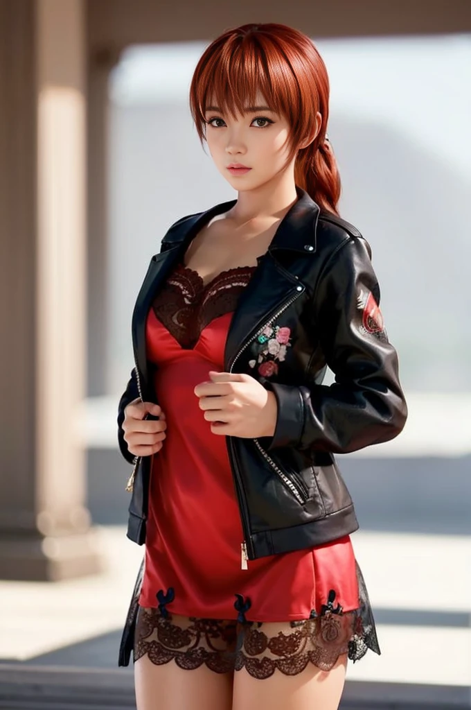 Kasumi, brown eyes, (best quality,ultra-detailed),(Realistic:1.37), beautiful and detailed face, Ultra-realistic texture, delicate face, athletic body, vivid colors. High definition, 8k. athletic body.