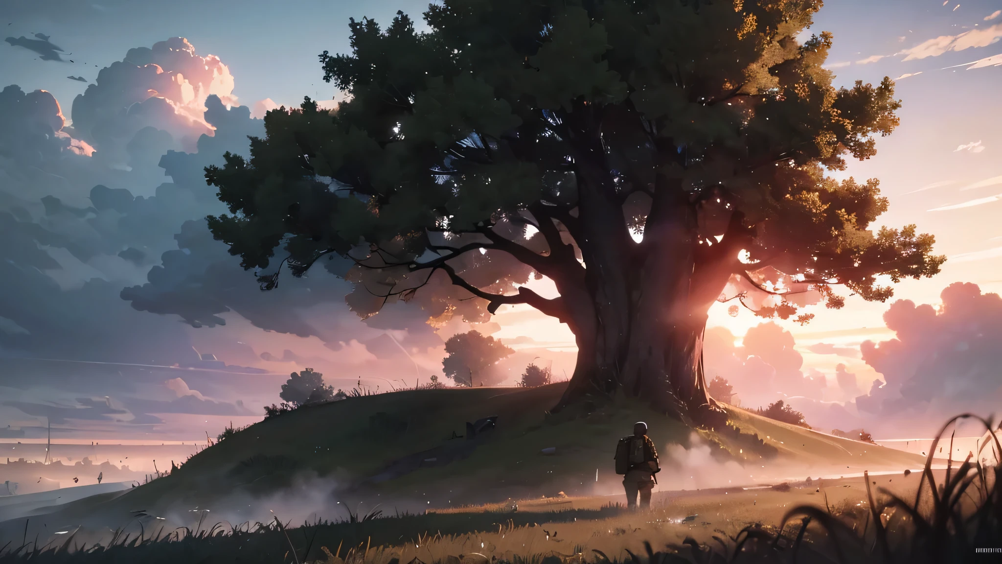 The free high-resolution photo of landscape, video games, sky, war, smoke, soldier, atmosphere, World War I, Battlefield 1, EA DICE, cloud, tree, darkness, screenshot, 3840x1620 px, desktop wallpaper computer, Meteorological phenomenon, preferences, visual effects