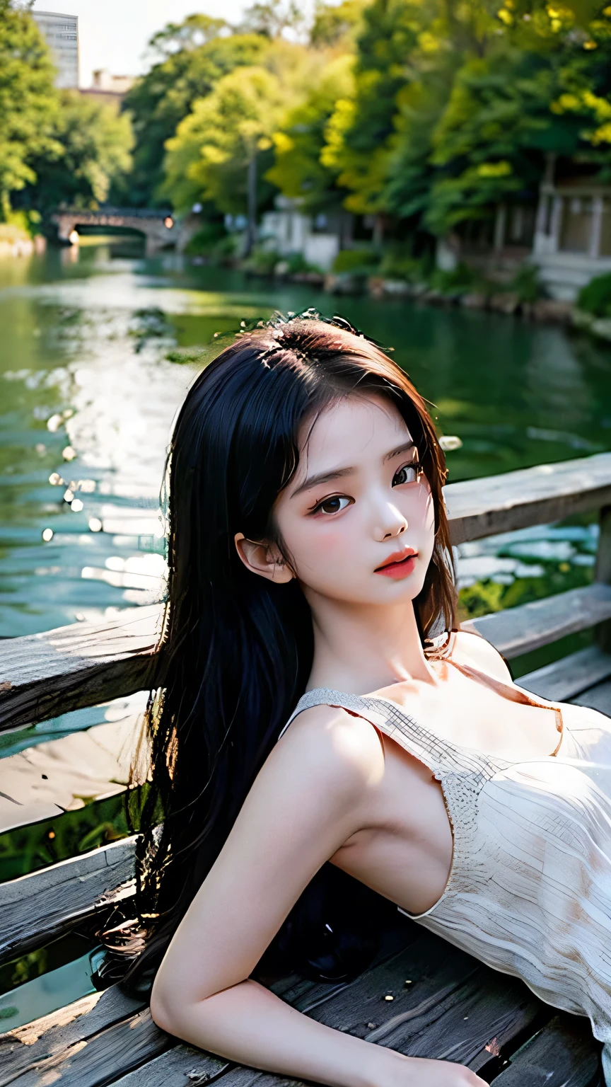 Kim Jisoo sat relaxing by the river with Kim Jisoo