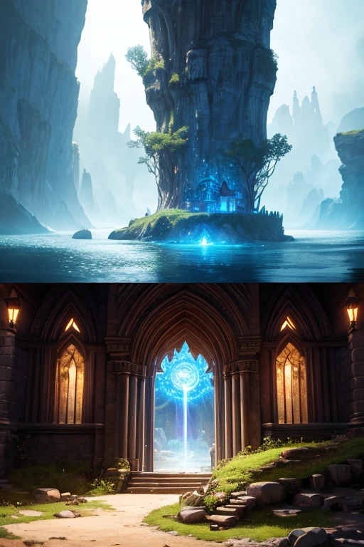 a fantasy world with a magical portal, everything is magical, the ambience has a magical flair, photo realistic, high details, best quality, 4k