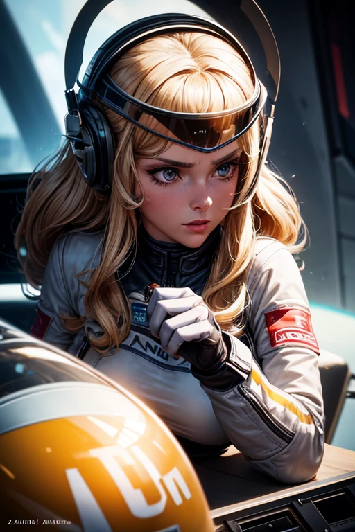 a close up of a woman in a helmet and a helmet on, 2 0 2 1 cinematic 4 k framegrab, barbarella, by Anna Katharina Block, fighter pilot in the cockpit, moody : : wes anderson, retro photography, furious gorgeous woman, sixties, faster, awarded on cgsociety, pompadour, nascar, 2015 cinematography