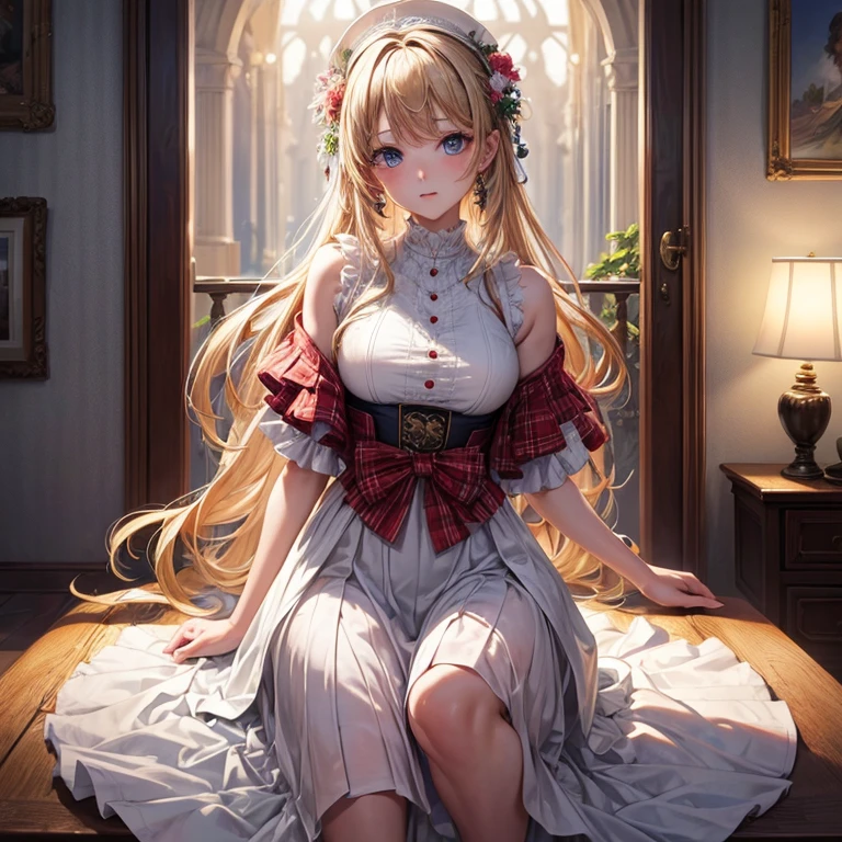 (Masterpiece, highest quality: 1.2), (High resolution: 1.1), (highest quality), (Master'work), In-person audience, Dynamic Angle, cute, gem, (jewelry: 0.75), (blush: 0.9), (strap: 0 .9), barefoot, living room, sofa, window, curtain, Speckled sunlight, gem, table, cupboard, Bookshelf, lamp, Ahoge, (shawl, Long Hair, Ruby Hair, Twin tails,Blue inner hair, Shiny Hair, Shiny skin: 1.1),