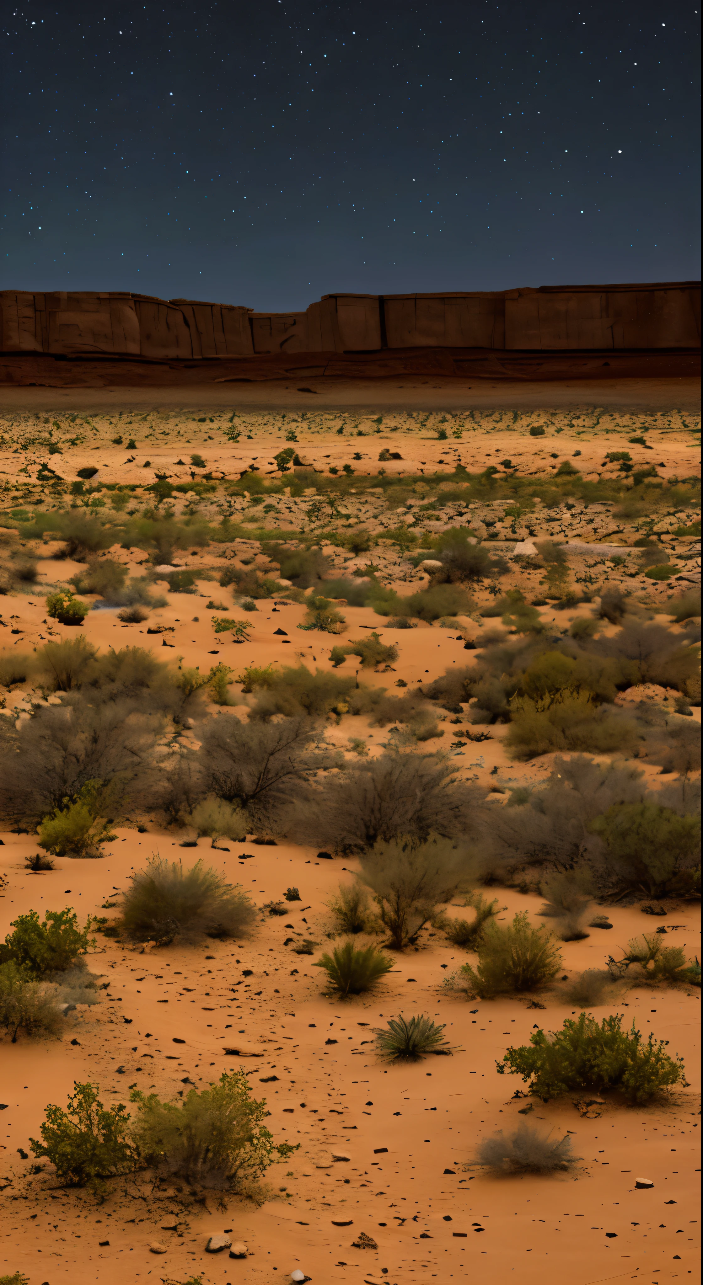 desert,Rocky Plateau and desert, Shrubland,night