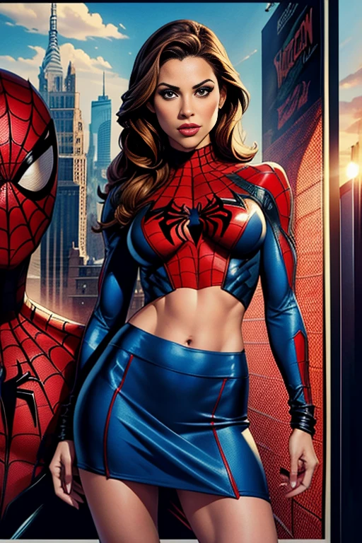 Lindsey Fonseca、マーベル・コミック映画のPoster, Very beautiful, Movies about Spiderman, sexy, whole body, I'm wearing a skirt、Premiere date, Poster、belly buttonを突き出す、new york、She's wearing a torn Spider-Man suit,The suit is torn、Wearing a skirt、 Red and black color scheme,dynamic、masterpiece、highest quality、Ultra-detailed、Very detailed、A delicate and beautiful shine、超A high resolution、Cinematic,Break,Breakdrop,(Torn clothes:1.5), (Wet clothes:1.4), Bare shoulders,Real Rain,Wet Hair,belly button、Exposing Skin、sexyな肩を見せてる