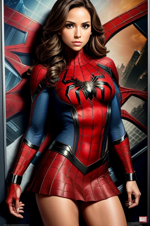 Lindsey Fonseca、マーベル・コミック映画のPoster, Very beautiful, Movies about Spiderman, sexy, whole body, I'm wearing a skirt、Premiere date, Poster、belly buttonを突き出す、new york、She's wearing a torn Spider-Man suit,The suit is torn、Wearing a skirt、 Red and black color scheme,dynamic、masterpiece、highest quality、Ultra-detailed、Very detailed、A delicate and beautiful shine、超A high resolution、Cinematic,Break,Breakdrop,(Torn clothes:1.5), (Wet clothes:1.4), Bare shoulders,Real Rain,Wet Hair,belly button、Exposing Skin、sexyな肩を見せてる