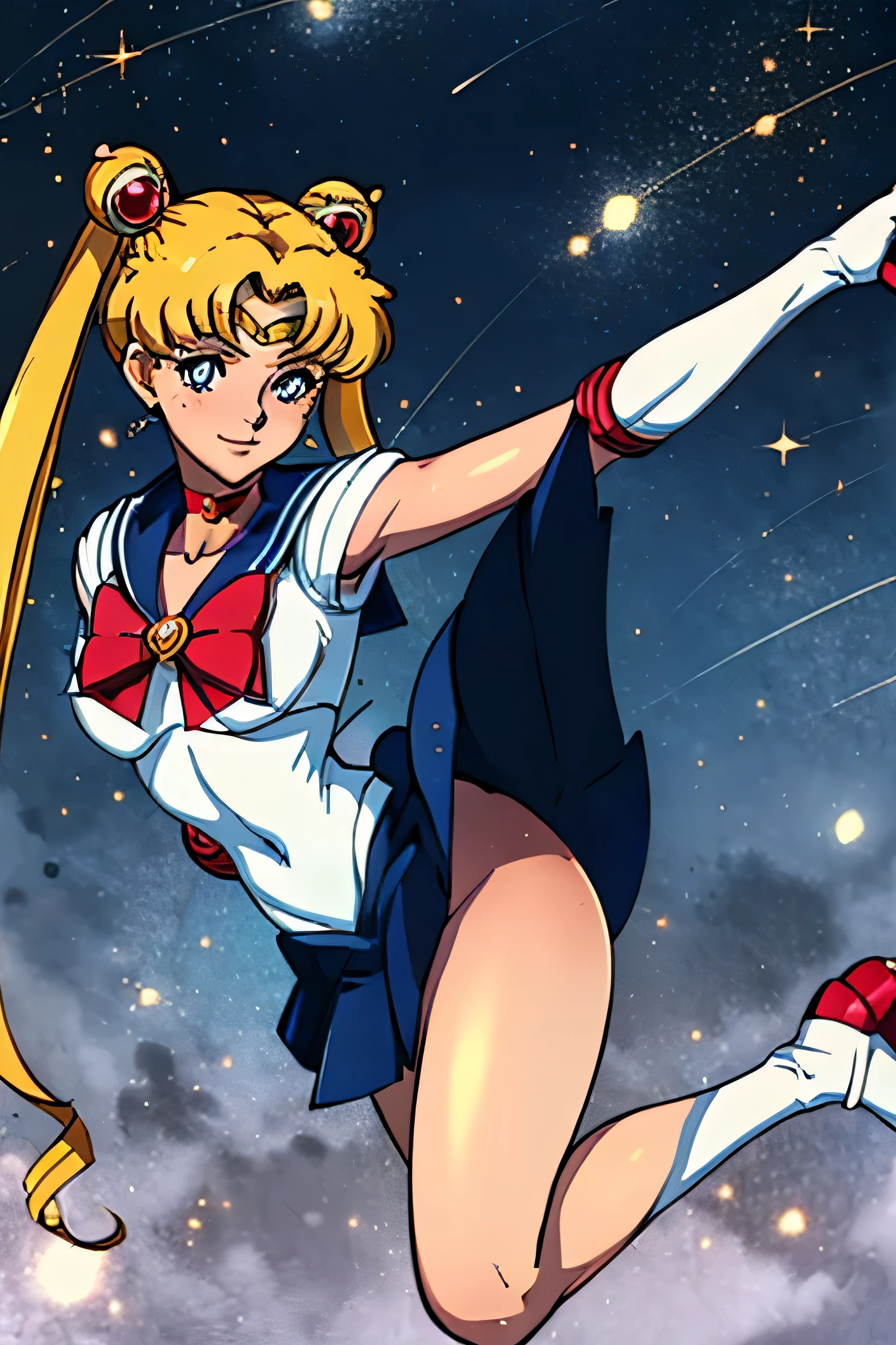masterpiece, best quality, absurdres, perfect antomy, 1girl, solo, SMMoon, 1990s \(style\), blonde sailor moon, (small breast) standing, smile, cowboy shot, sailor senshi uniform, sailor collar, blue skirt, elbow gloves, in back pose, show her booty, backwards, no thong, big booty, ultra mini skirt, (detailed:1.3), ultra high res, ultra detailed, Highly detailed face and skin texture, detailed eyes, double eyelids, dynamic light, (HIGHLY DETAILED FACE) in back pose, show her booty, backwards, (both hands on her butt), lifting her little skirt. BOOTY NO THONG, (WIND LIFTING THE SKIRT) (FULL BODY)