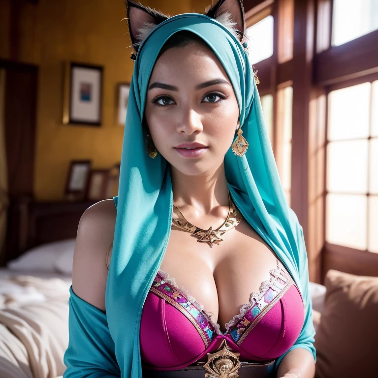 Beautiful and gorgeous Hijab Malay sexy body, morning time, smiling, happy, bright sunshine, beach, blurred background, bokeh,realistic, ultra-detailed, big breast, malay, The whole body consists of a young girl with hijab Kimono, Eye makeup, 38 year old, Cat ears, Soft lighting, groups, Wear shabby clothes, Dirty, Tattered futuristic military uniform, Cat's paw badge, Pose, spot color, rendering by octane, Ultra-realistic intricate details, big breasts, big breasts, big breasts, two MAPAY women in lingerie posing for a picture in a room, oppai, posing together in bra, MIRA FILZAH and IMAN TAYORE, red bra, all red, oppai proportions, sexy :8k, 4 k, big breasts!, bottom angle, big breasts!!, Malay beauties, biomechanical oppai, fujita goro and jones, thicc, wearing hijab, hijab star, hijab gorgeous, hijab super model, Malaysian girls group,malay, The whole body consists of a young girl with hijab, Eye makeup, 21yo, Cat ears, Soft lighting, group, Wear shabby clothes, Dirty, Tattered futuristic bikini, Cat's paw badge, Pose, spot color, rendering by octane, Ultra-realistic intricate details, Cinematic, 8K resolution, 70mm, emphasis lighting, Global illumination, (((wearing a Sexy belt design by LV))) Surreal full-body figure, Beautiful and delicate body and face, gorgeous figure, ssmile, Titillating，Surreal full-body figure，Beautiful and detailed body and face, Super vista, White skin of the, vivd colour,🔥8k, (masterpiece), (((highest quality)), (super detailed), 2 girls, (iridescent hair, colorful hair, half blue and half pink hair: 1.2), 38 years old, (Gorgeous Malay Girls: 1.2), outdoor, bangs, smile, sky blue eyes, perfect hands, perfect hands, hand details, corrected fingers. Earrings, Night Store + Background, looking_at_viewer, Cowboy Shot, Top Quality, Rich Detail, Perfect Image Quality, big breasts, slender body