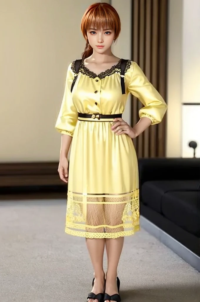 Kasumi, brown eyes, (best quality,ultra-detailed),(Realistic:1.37), beautiful and detailed face, Ultra-realistic texture, delicate face, athletic body, vivid colors. High definition, 8k. athletic body. expression a sweet smile