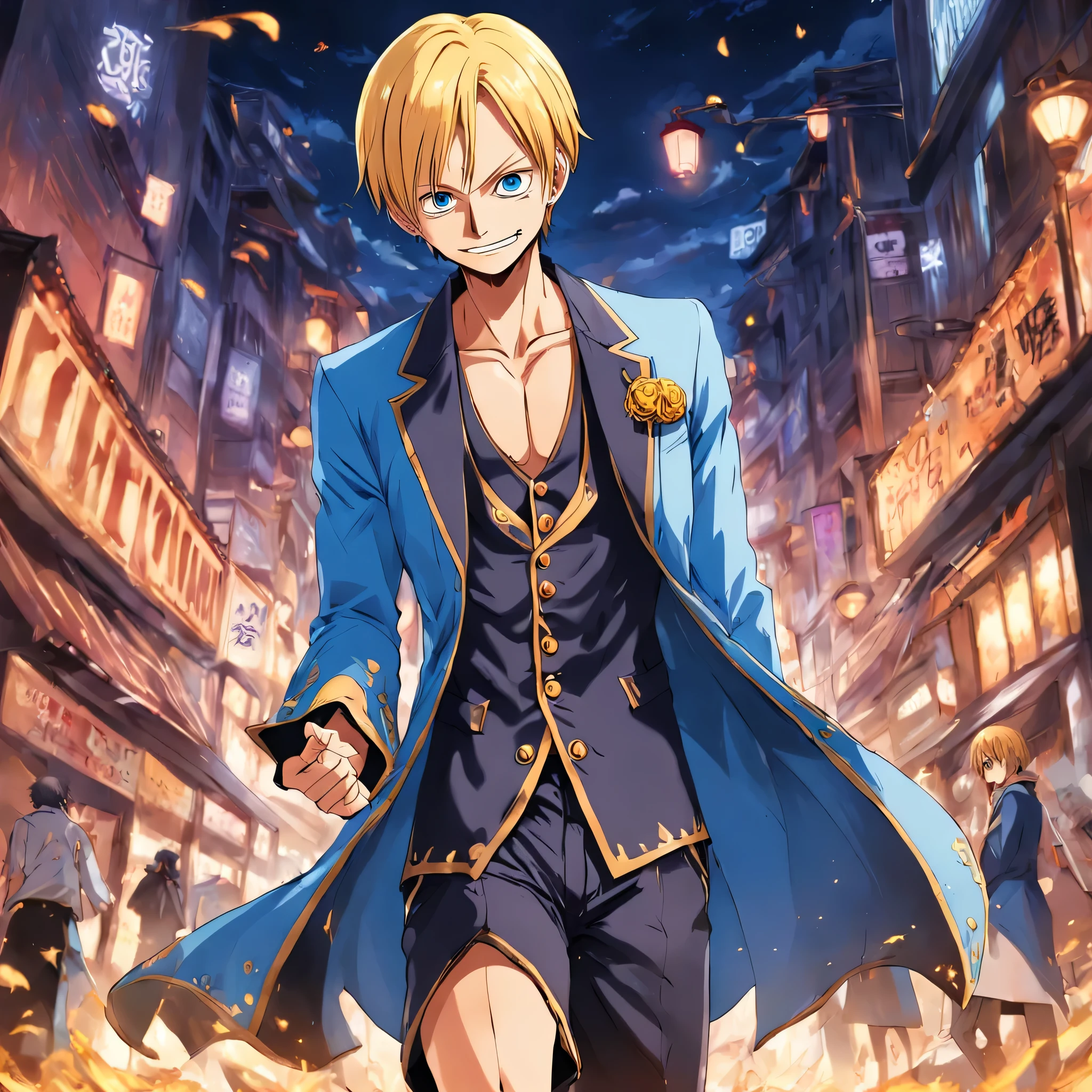 Sanji de One Piece, muito bem vestido, como no anime