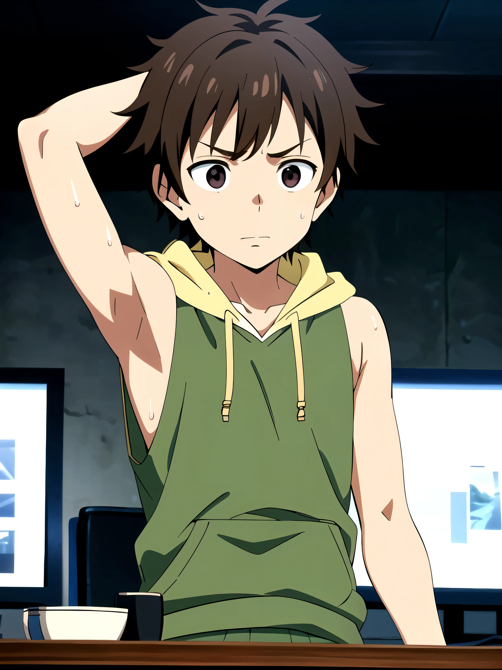 1boy masterpiece, Kamado Tanjiro from Demon Slayer, Cum, Cum Projectile, Penis, Shirtless, Topless, Bare chest, without cloth, sweat,  ray tracing, best color