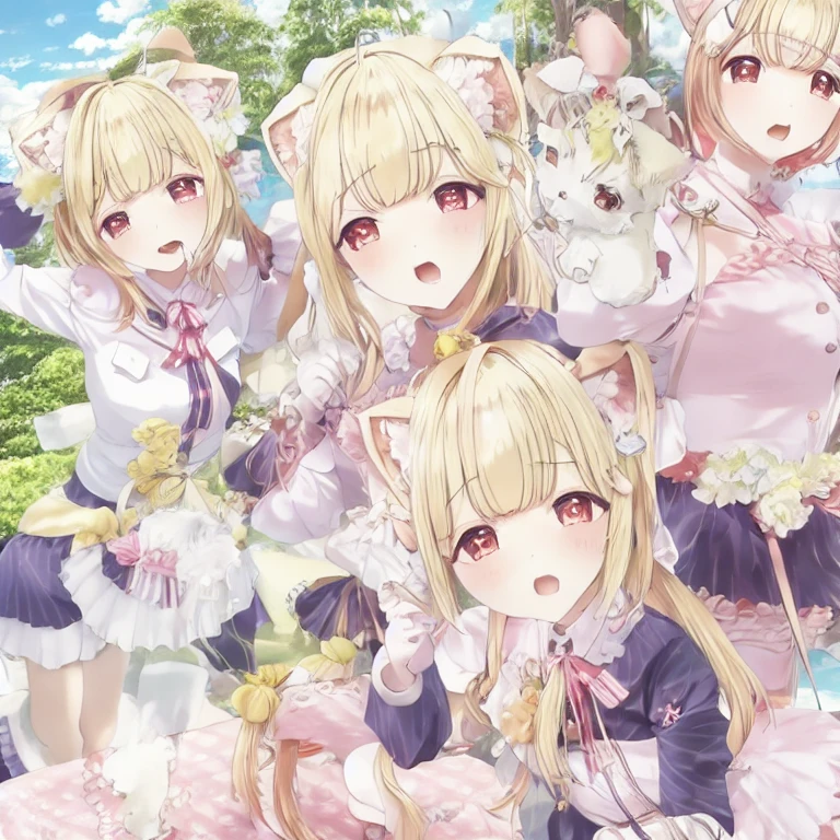 猫耳と白い靴を履いたピンクの服を着たアニメの女の子, clear 衣装デザイン, 重ね着, ((貴族のローブを着て)), ヤンデレ 複雑, メイド服, 衣装デザイン, 月をテーマにした衣装, アニメ VTuber 全身モデル, ガールズフロントラインスタイル, gapmoe yandere, 全身の詳細, 私のドレスアップダーリンアニメ, ガールズフロントラインより