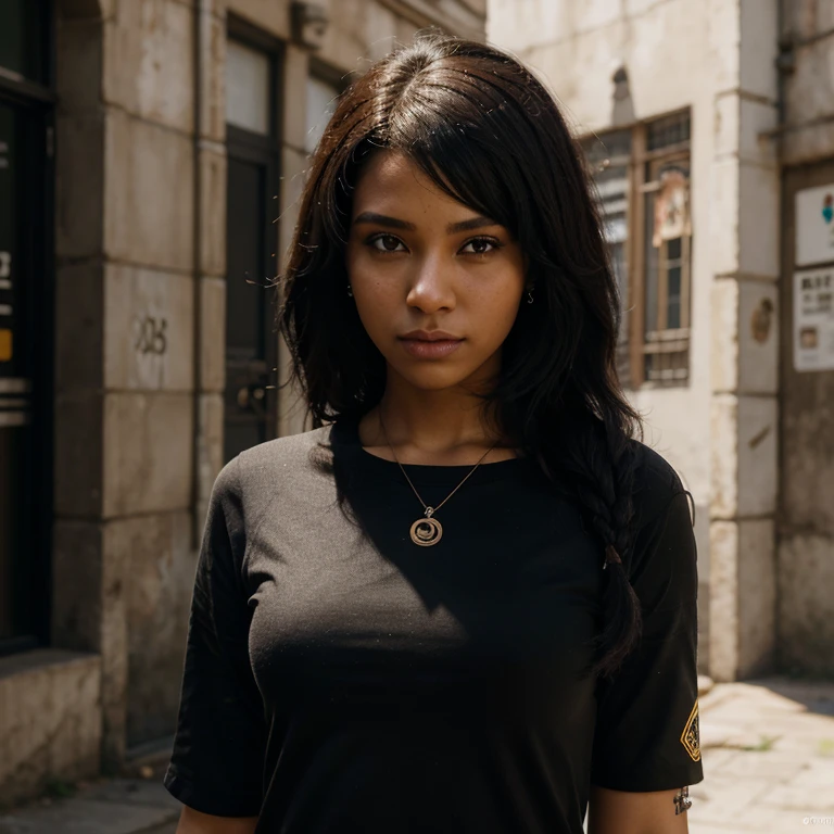 Personagem feminina estilo game free fire, garota negra cabelo Cacheado 18 anos