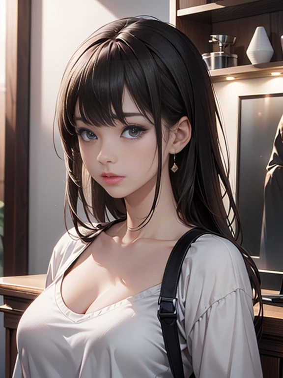((((best quality))))、(((Super fine CG16K wallpaper)))、(((masterpiece)))、(((Ultra Detailed)))、(((Extremely detailed)))、((１people&#39;woman))、Mature woman、35 岁woman、((Japanese face))、((Very beautiful face))、((beauty:1.5))、((straight long ponytail:1.5、Bangs))、(Shiny Brown Hair)、beauty精致的眼睛、Big eyes and double eyelids、Brown eyes、Raise an eyebrow、high nose、Small nostril、Little mouth、Tempting lips、beauty的胸部、((C cup size breasts))、cleveage、Full figure、(Fat body type)、Perfect proportion、Perfect anatomical structure、perfect composition、beauty细致的阴影、beauty的Natural light线、beauty的细节光芒、Depth of writing boundaries、(((High chroma)))、(((real:1.9)))、((vivid:1.5))、((edge:1.6))、((beautiful skin))、((Texture))、((realな皮膚感))、(((Thigh high cowboy shot:1.6)))、((From the front view:1.6))、((Smile:1.6))、(Eyes on me:1.5)、Daytime Stadium、Bright sunshine、Natural light、(((outdoor stadium:1.5)))、(Walking posture:1.5)、(((good exercise_Blue clothes、Dolphin shorts_White clothes:1.6)))、((earrings、Wearing a necklace:1.3))、Large Breasts, [特写Cleavage]]]]Huge long saggy breasts, Cleavage, The chest is more exposed，Thighs are thicker、