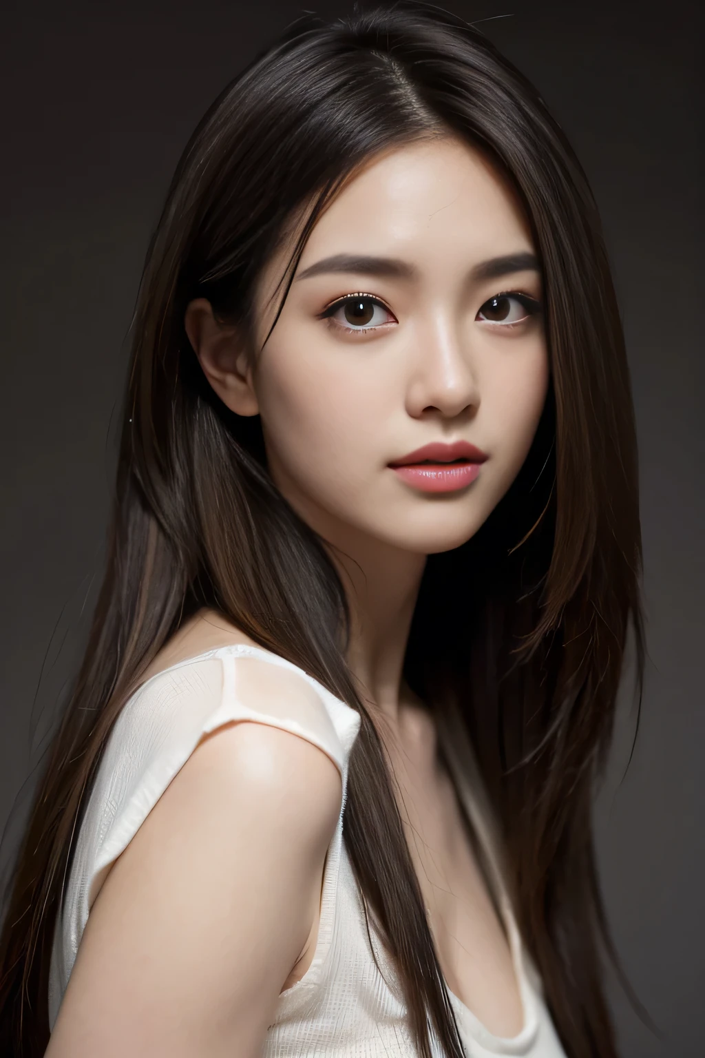 Tabletop, highest quality, Realistic, Very detailed, finely, High resolution, 8k wallpaper, One beautiful woman,, Light brown messy hair, He is wearing a black see-through open-necked shirt.。......., Sharp focus, Perfect dynamic composition, Beautiful and detailed, Thinning hair, Detailed Realistic skin texture, smile, Close-up portrait, Model Body Type、president'secretary、mini skirt、High heels、