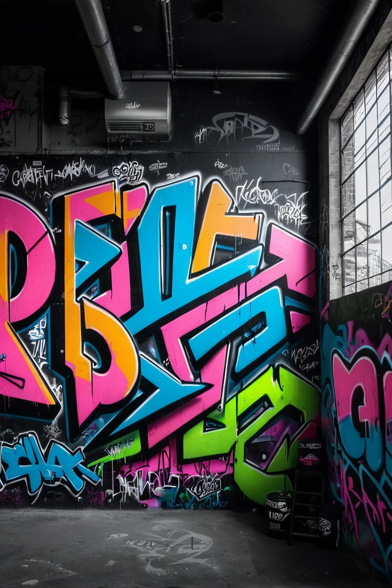 three walls with graffiti, deep filled with graffiti inspired by Downhill, On the back wall is written "Gafax Store Co". portrait photography, dark cinematic aerial photography Desaturated, masterpiece, contest winner, RAW photo, ,8k uhd,dslr,soft lighting,high quality,film grain,Fujifilm XT3,
Still photo, cinematic, shot on film, vibrant colors, neon theme, graffiti, graffiti, 
