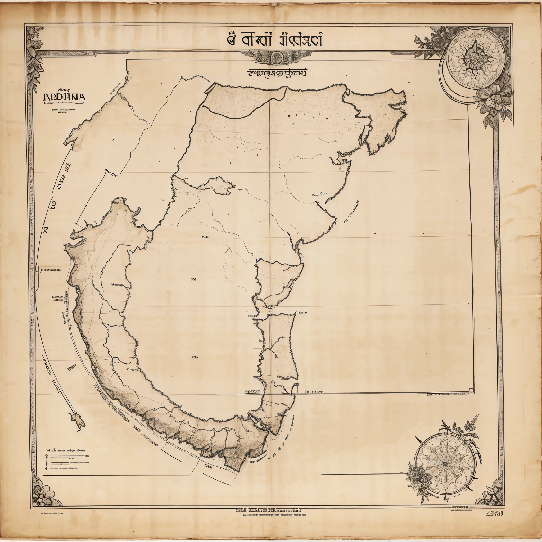 India outline blank map with title kurinij school