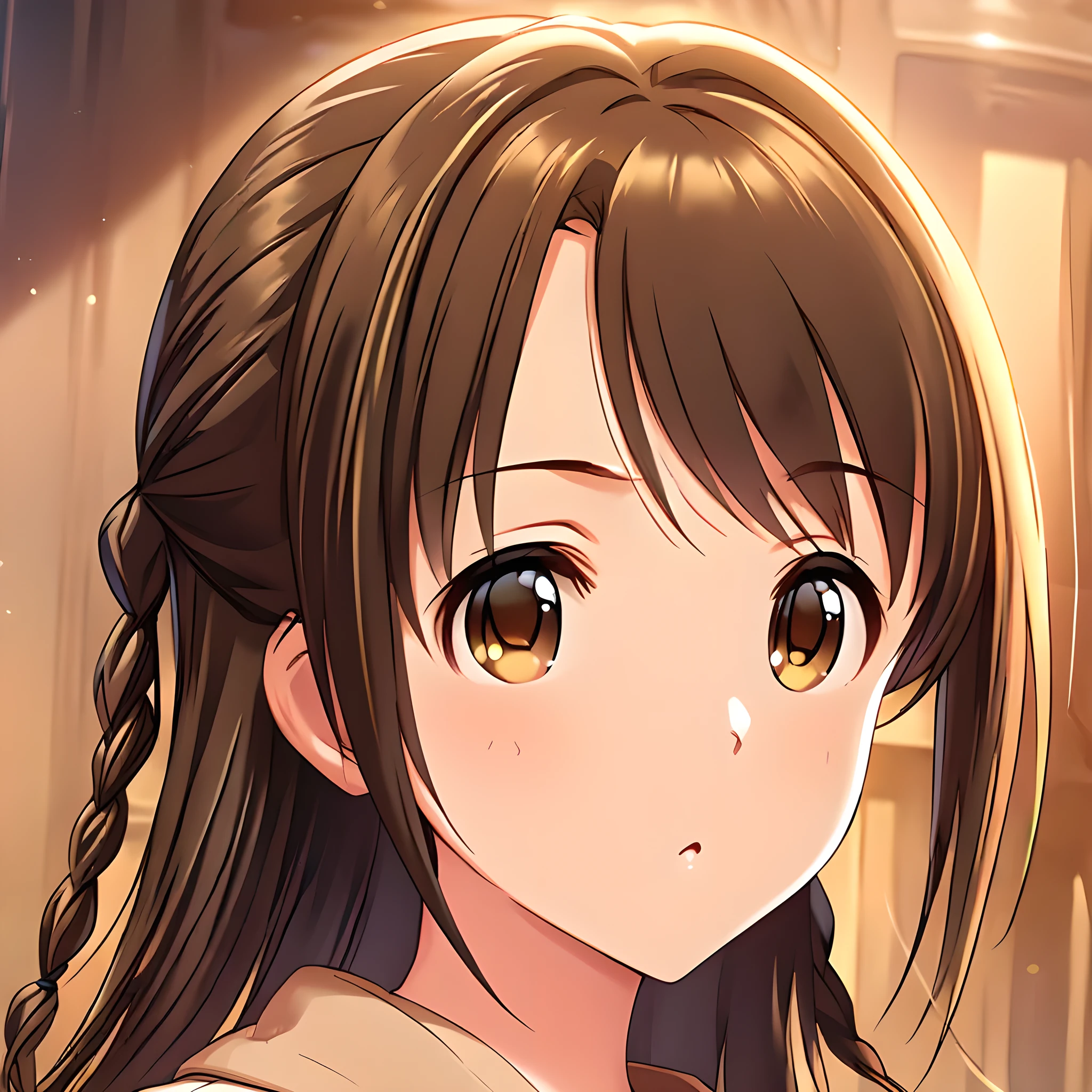 (masterpiece),(best quality),(ultra-detailed),(best illustration),(best shadow),(absurdres),(detailed background),(very aesthetic), 1girl, solo, uzuki shimamura, brown eyes, brown hair, braid, portrait,