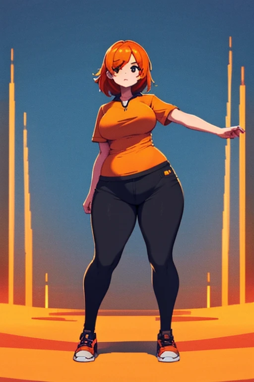 1 girl, full body, fat, orange hair, , high res, ultrasharp, 8K, masterpiece, looking at viewer