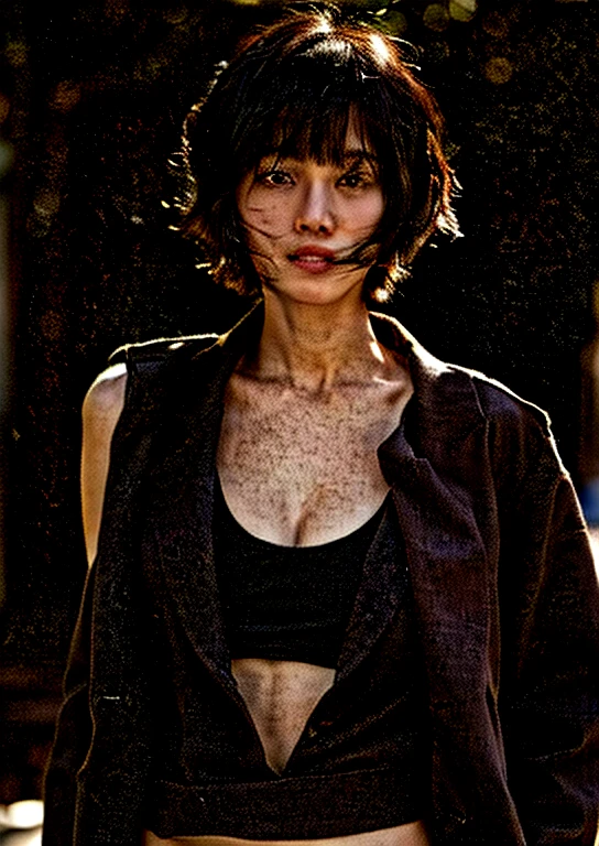 photorealistic, ((Black and White photography:1.8)), ((low-light photography:1.6)), best quality, masterpiece, full body view, ((nudist:1.3)), skinny beautiful Korea sensual actress Bae Doona in a very open biker leather jacket laying on the sidewalk of empty street at night, ((Bae Doona very realistic face:1.8)), ((very beautiful thin face, perfect detailed alluring eyes, very pointy nose, very sexy lips :1.3)), ((very flirty face expression, very horny smile :1.5)), ((pale white skin:1.5)), ((very very messy short hair:1.4)), ((very skinny body, six-pack abs, very skinny legs :1.5)), (only wearing (a very open biker leather jacket:1.5)), ((very very huge breast:1.8)), ((areola protruding:1.4)), ((very pointy nipples :1.6)), ((no bra:1.3)), ((no bikini:1.3)), ((no panty:1.3)), ((no underwear:1.3)), ((spreading legs very wide:1.4)), ((exposing very loose vagina and very dense pubic hair :1.8)), ((very very dense pubic hair:1.8)), ((very very thick pubic hair:1.8)), ((very wide open vagina hole:1.5)), ((perfect body anatomy:1.4)), ((perfect hands and fingers shape:1.4)), ((sensual laying pose:1.4)), (background is (the sidewalk of empty street at night:1.6)), (sensual photo of Bae Doona nudist erotically on the street in (Black and White film color:1.5)), ((dark lighting, sharp focus :1.5)), photography concept of cheap Korean street prostitution, editorial erotic model photography, Playboy magazine editorial photo, fine art nude photography, 90's nude photography, award winning nude photography