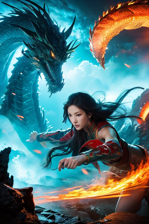 Underworld,Five elements,Chinese Dragon,Strong claws,Flowing Hair,Very realistic,lightning,cloud,Chinese style,masterpiece,2.5D,peace of mind,Graceful features,Perfect Face,Natural light,Ultra-high resolution,Higher quality,