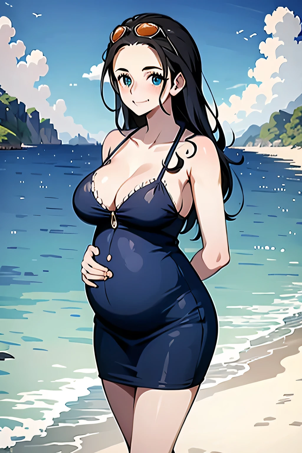 best quality, masterpiece, over  the  sea,1girl , pregnant Belly, 