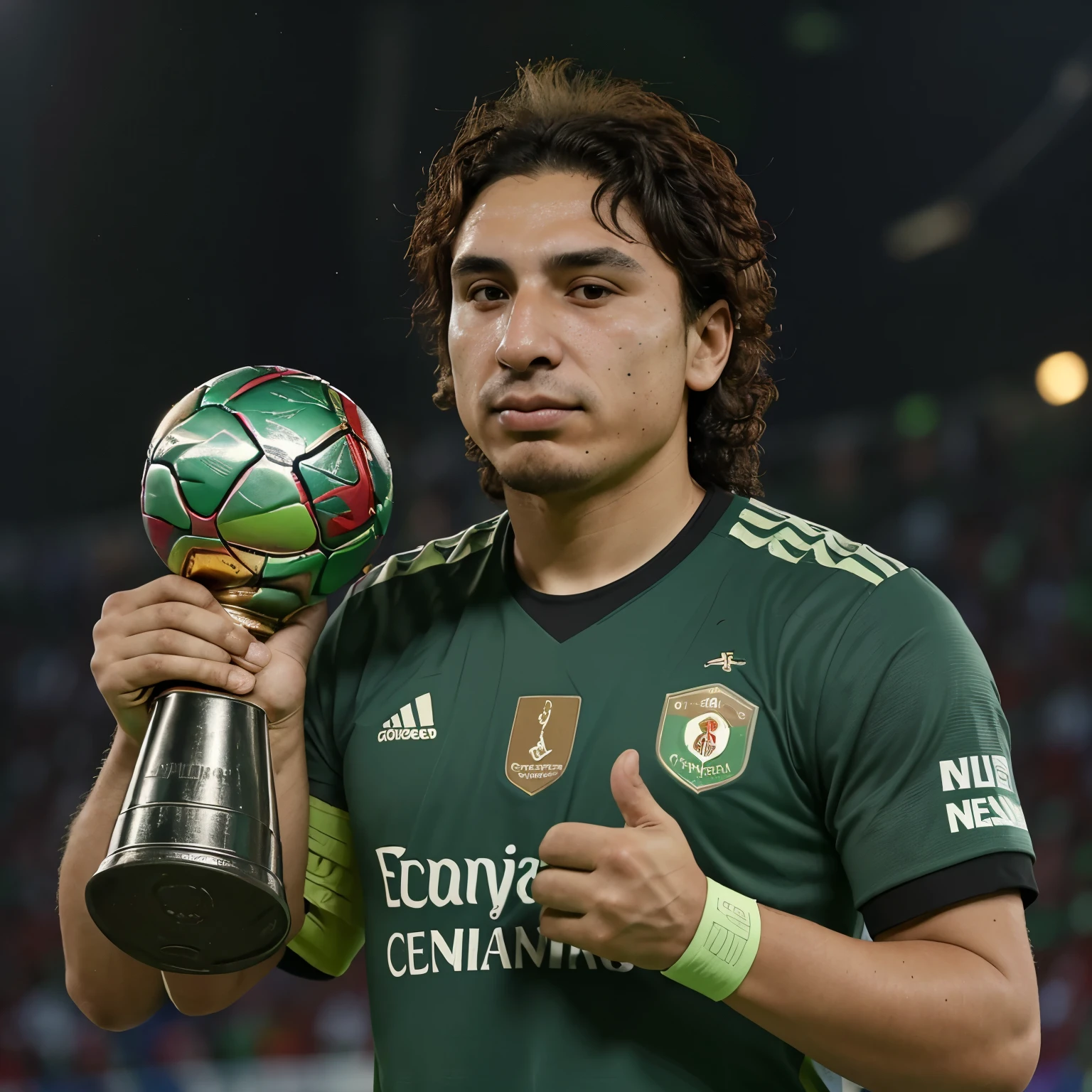Guillermo Ochoa levantando la copa mundial de 2026